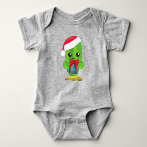 Christmas Cactus Cute Cactus Santa Hat Gifts Baby Bodysuit