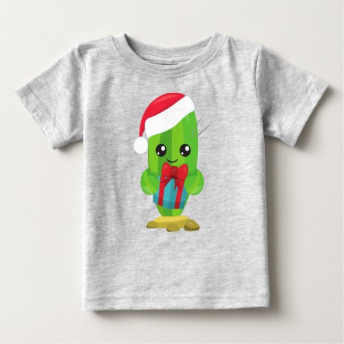 Christmas Cactus Cute Cactus Santa Hat Gifts Baby T_Shirt