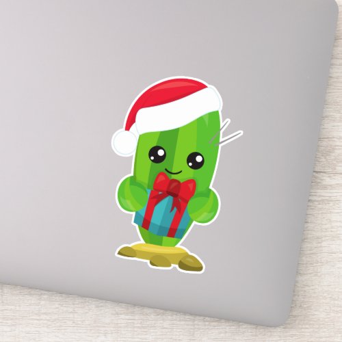 Christmas Cactus Cute Cactus Santa Hat Gifts Sticker