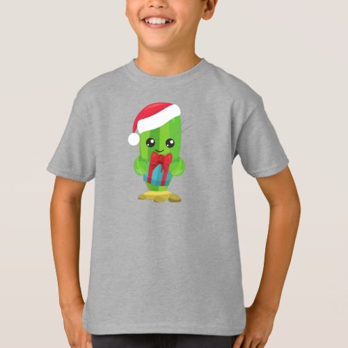 Christmas Cactus Cute Cactus Santa Hat Gifts T_Shirt