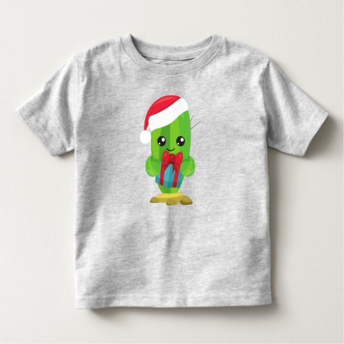 Christmas Cactus Cute Cactus Santa Hat Gifts Toddler T_shirt