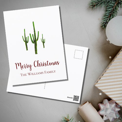 Christmas Cactus Desert Southwest   Holiday Postcard