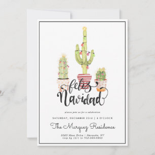 Christmas Cactus   Feliz Navidad Party Invitation