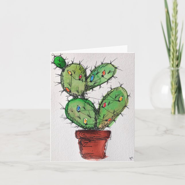 Christmas Cactus Greeting Card (Front)