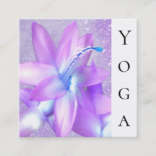 *~* Christmas Cactus Healer Floral Reiki Yoga Square Business Card