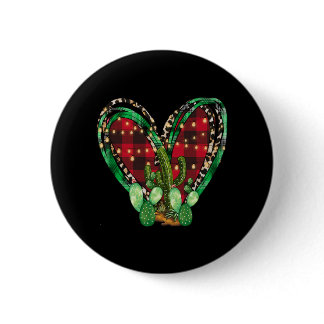 Christmas Cactus Heart Button
