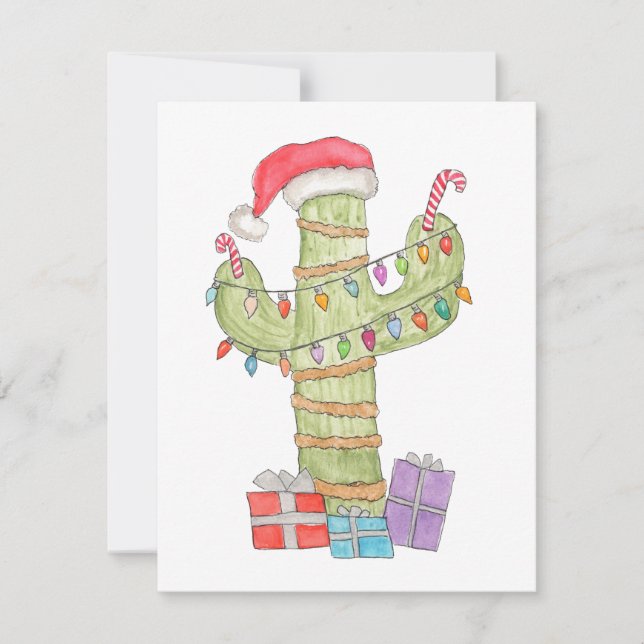 Christmas Cactus Holiday Card (Front)