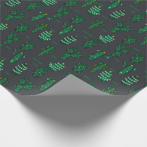 Christmas Cactus holiday charcoal Wrapping Paper