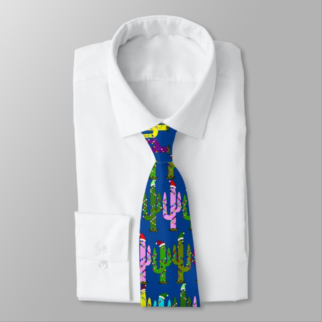 Christmas Cactus Neck Tie (Tied)