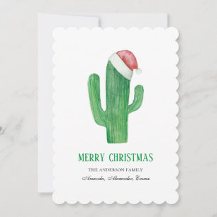 Christmas cactus. New Year. Green and red cacti Holiday Card