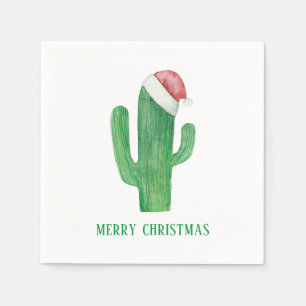 Christmas cactus. New Year. Green and red cacti Napkins