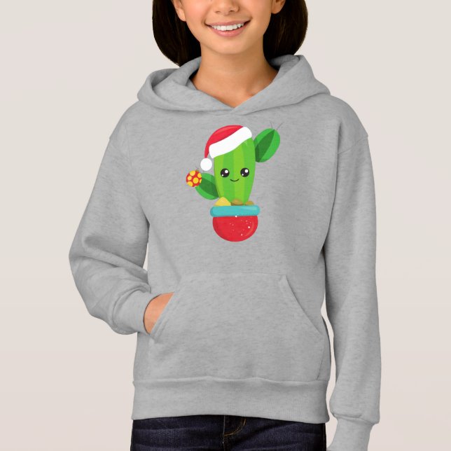 Christmas Cactus, Santa Hat, Christmas Ornaments Hoodie (Front)