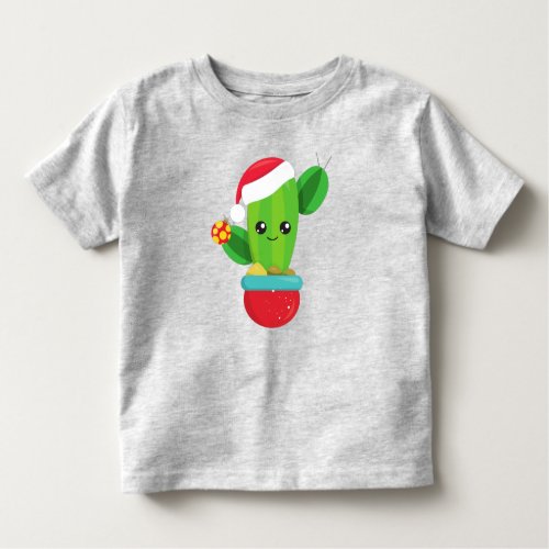 Christmas Cactus Santa Hat Christmas Ornaments Toddler T_shirt