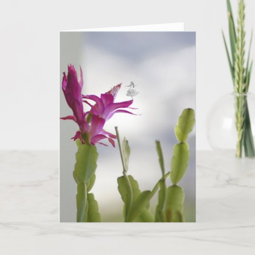 Christmas Cactus Shadow Fairy Holiday Card