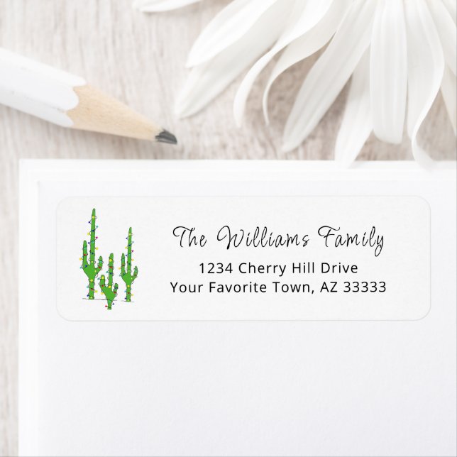 Christmas Cactus Southwestern Return Address Label (Insitu)