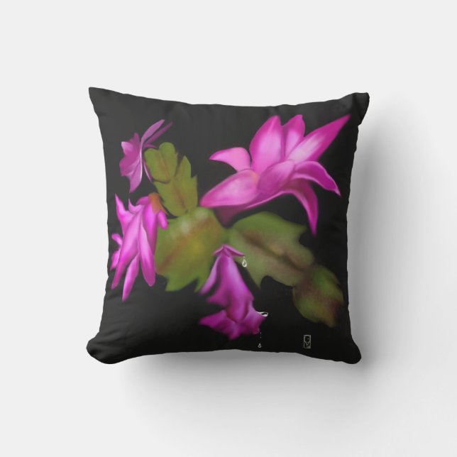 Christmas Cactus Throw Pillow (Front)