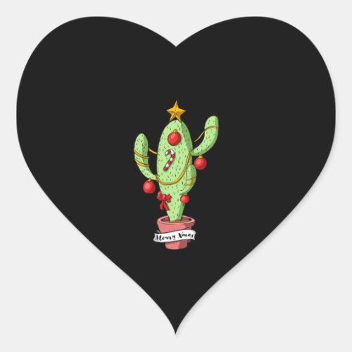 Christmas Cactus Tree Heart Sticker