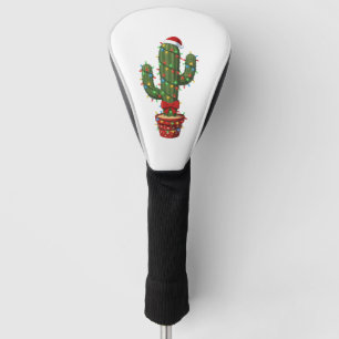 Christmas Cactus Wearing a Santa Hat Xmas Plant Golf Head Cover