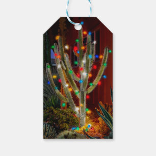 Christmas Cactus with glowing lights Gift Tags