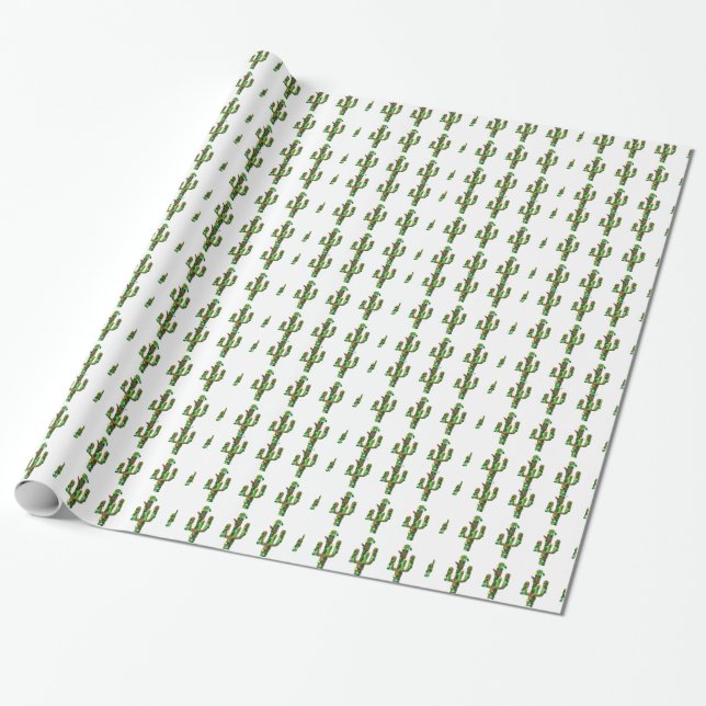 Christmas Cactus Wrapping Paper (Unrolled)