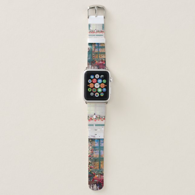 Christmas cafe bakery exterior with Christmas deco Apple Watch Band (Front)