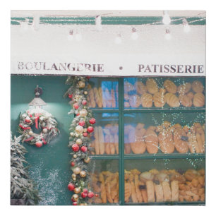 Christmas cafe bakery exterior with Christmas deco Faux Canvas Print