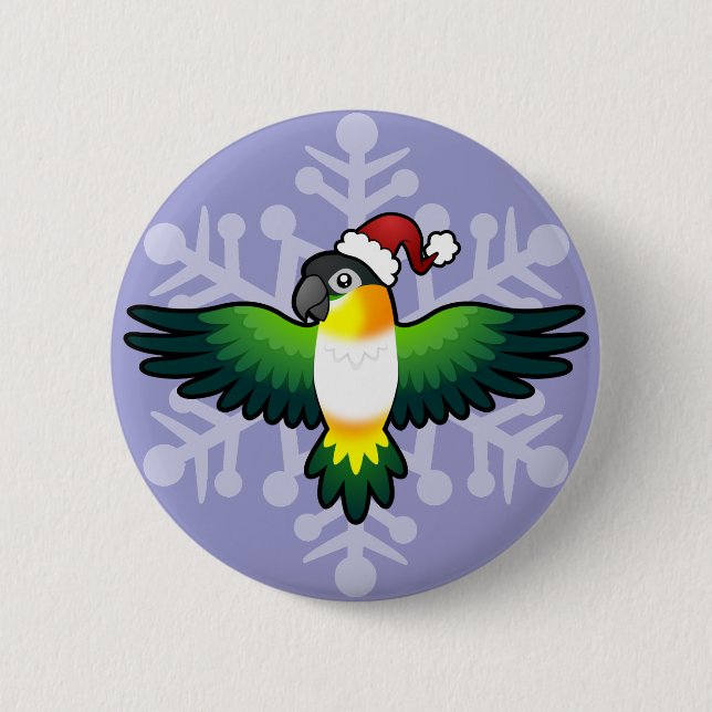 Christmas Caique / Lovebird / Pionus / Parrot Pinback Button (Front)