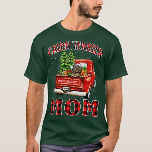 Christmas Cairn Terrier Mom Santa Hat Truck Tree P T_Shirt