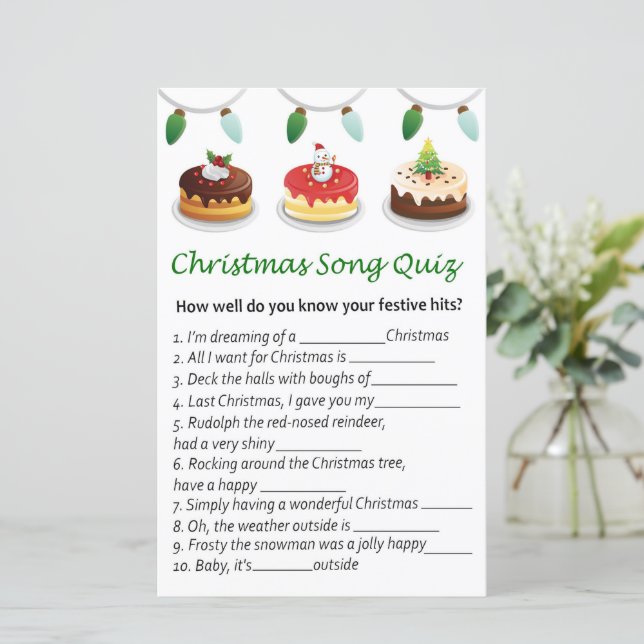 Christmas cake christmas song quiz game (Standing Front)