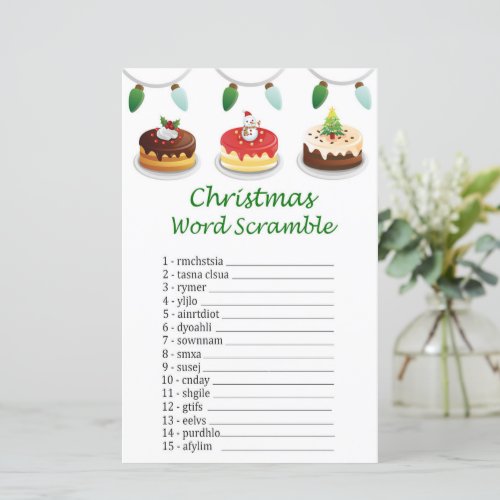 Christmas cake christmas word scramble game