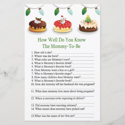 christmas cake how well do you know baby shower