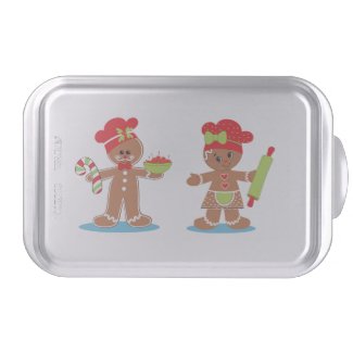 Christmas Cake Pan with Gingerbread Man and Woman