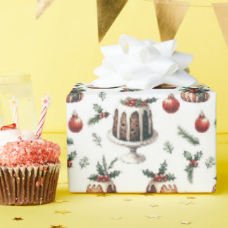 Christmas cake pattern wrapping paper