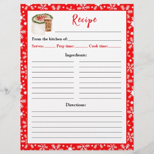 Christmas Cake Red Snowflakes Recipe Page