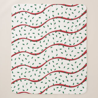 Christmas Cake Red Stripe Frosting Green Sprinkles Sherpa Blanket