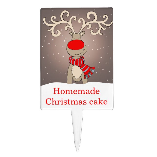 Christmas cake reindeer fun cake topper (Front)
