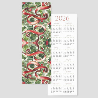 Christmas Calendar Art Noveau Style Green  Bookmarks