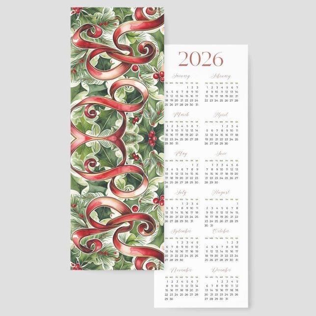 Christmas Calendar Art Noveau Style Green  Bookmarks (Front & Back)