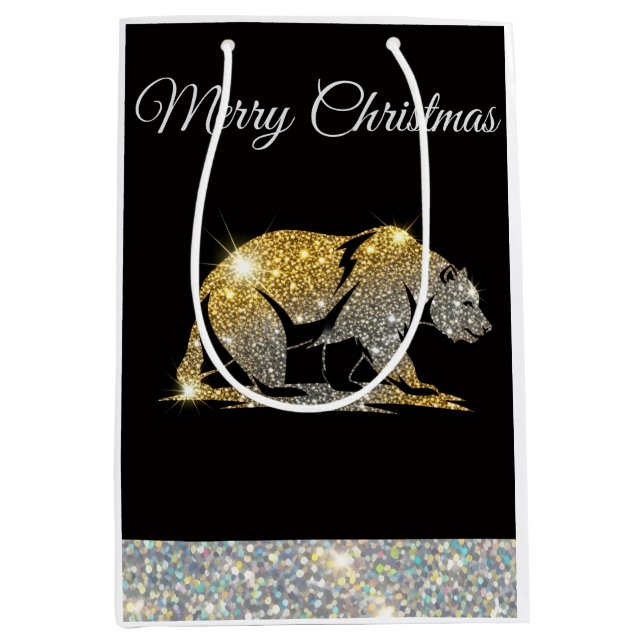 Christmas California Bear Medium Gift Bag (Front)