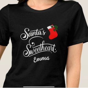 Christmas calligraphy Santa’s Sweetheart editable Tri-Blend Shirt
