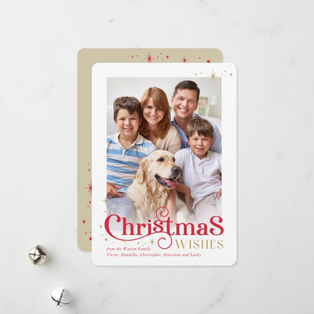 CHRISTMAS calligraphy stylish festive modern photo Holiday Card (Front/Back In Situ)