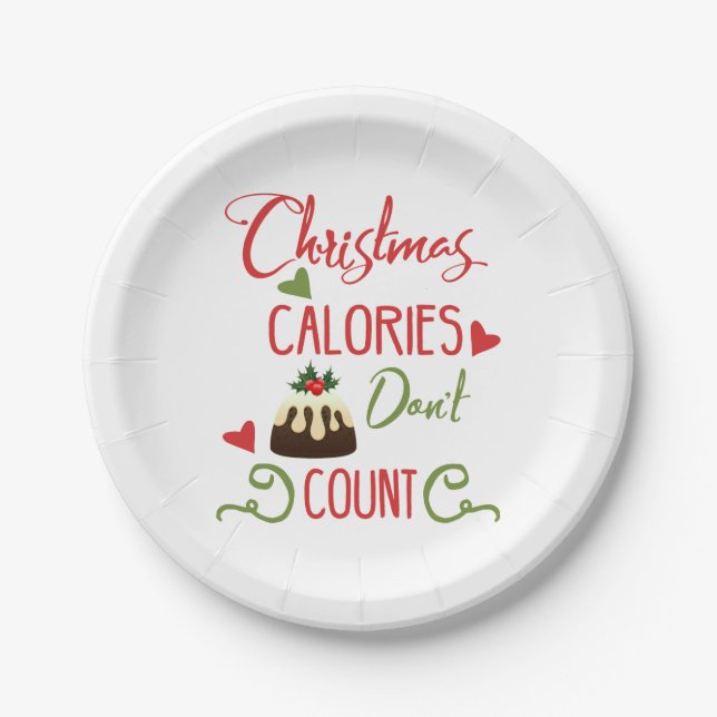 christmas calories dont count funny holiday quote paper plates (Front)