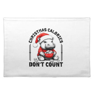 Christmas Calories Don't Count Funny Moo Deng Cook Cloth Placemat