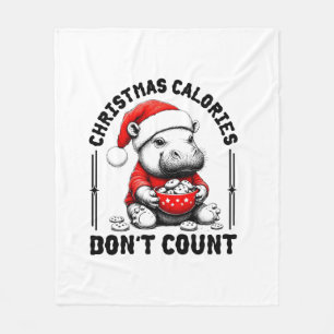 Christmas Calories Don't Count Funny Moo Deng Cook Fleece Blanket