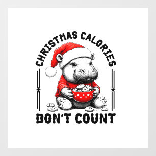Christmas Calories Don't Count Funny Moo Deng Cook Wall Decal