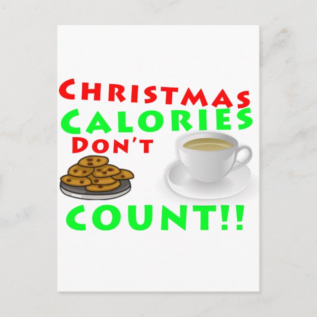 Christmas Calories Don't Count Humor Funny Holiday Postcard (Front)