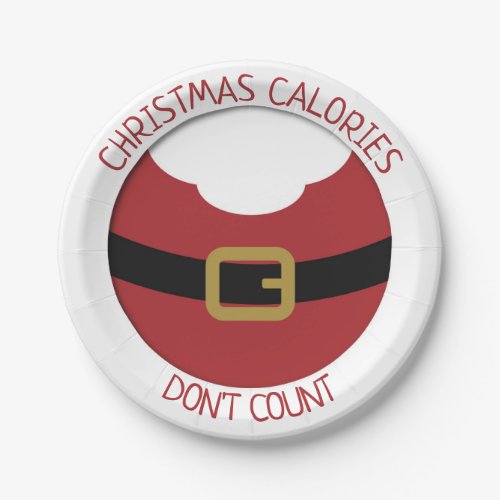 Christmas calories Santas belly red suit Paper Plates