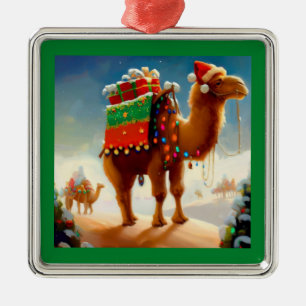 Christmas Camel 2 Metal Ornament