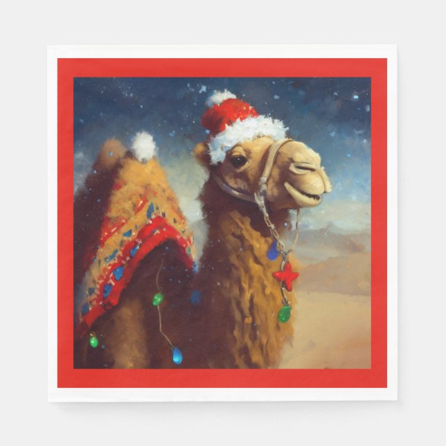 Christmas Camel 3 Napkins (Front)