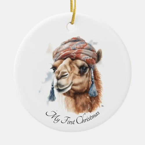 Christmas Camel  Ceramic Ornament